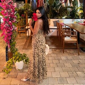 Zara Tulle maxi dress animal print cheetah